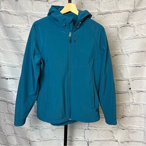 Kirkland Signature Teal Blue Soft-shell Hooded Zip Up Coat Jacket